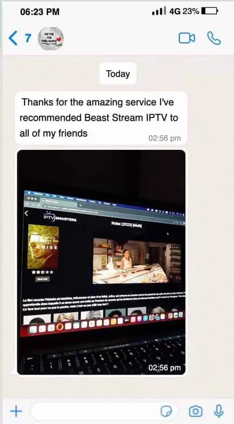 WeSellIPTV customer review on WhatsApp 5