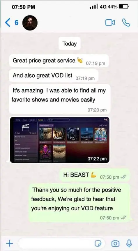 WeSellIPTV customer review on WhatsApp 6